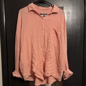 American Eagle Outfitters Pink Button Down Shirt